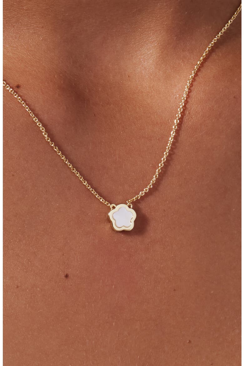Mother of Pearl Inlay Flower Pendant - Saya, Alternate, color, Gold