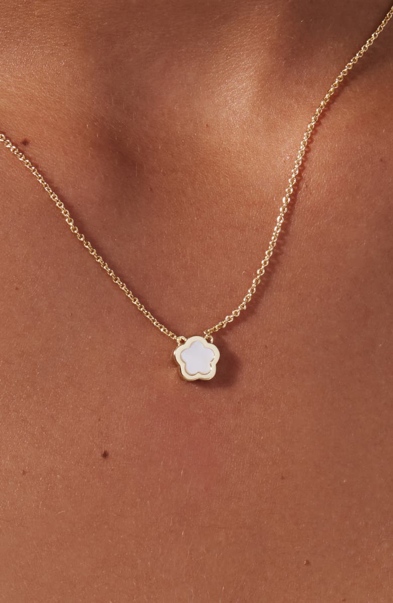 Ana Luisa Mother of Pearl Inlay Flower Pendant - Saya, Alternate, color, Gold