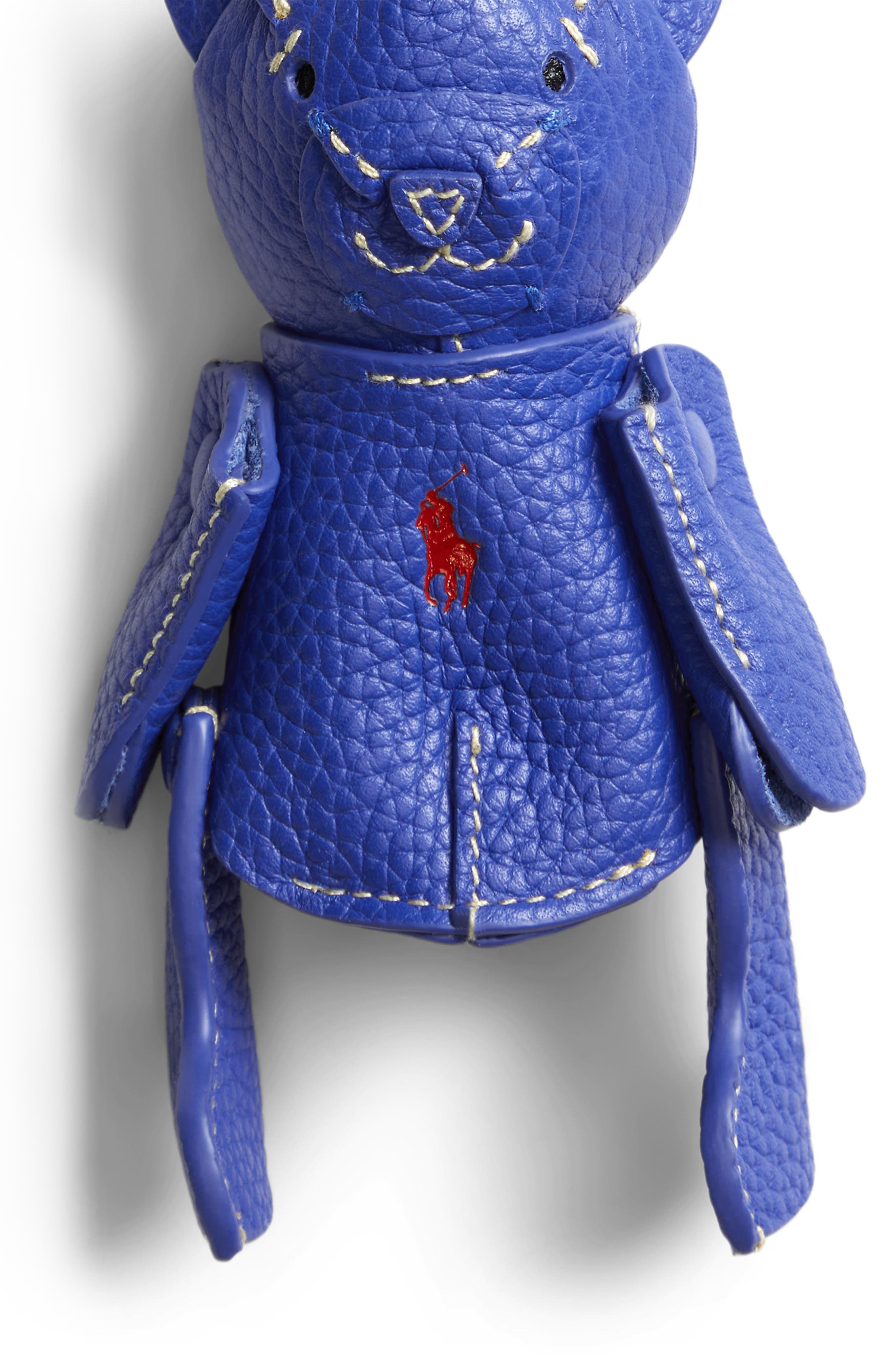 Polo Ralph Lauren Pebble Leather Polo Bear Charm, Alternate, color, Jellyfish
