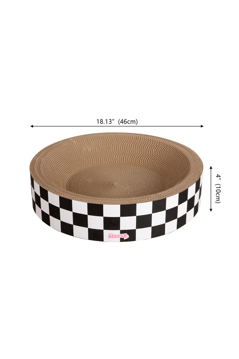 Daisy Modern Cardboard Bowl Cat Scratcher with Catnip, Alternate, color, White/Black