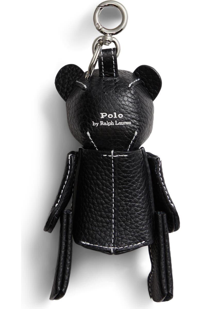 Polo Ralph Lauren Pebbled Leather Bear Charm, Alternate, color, Black