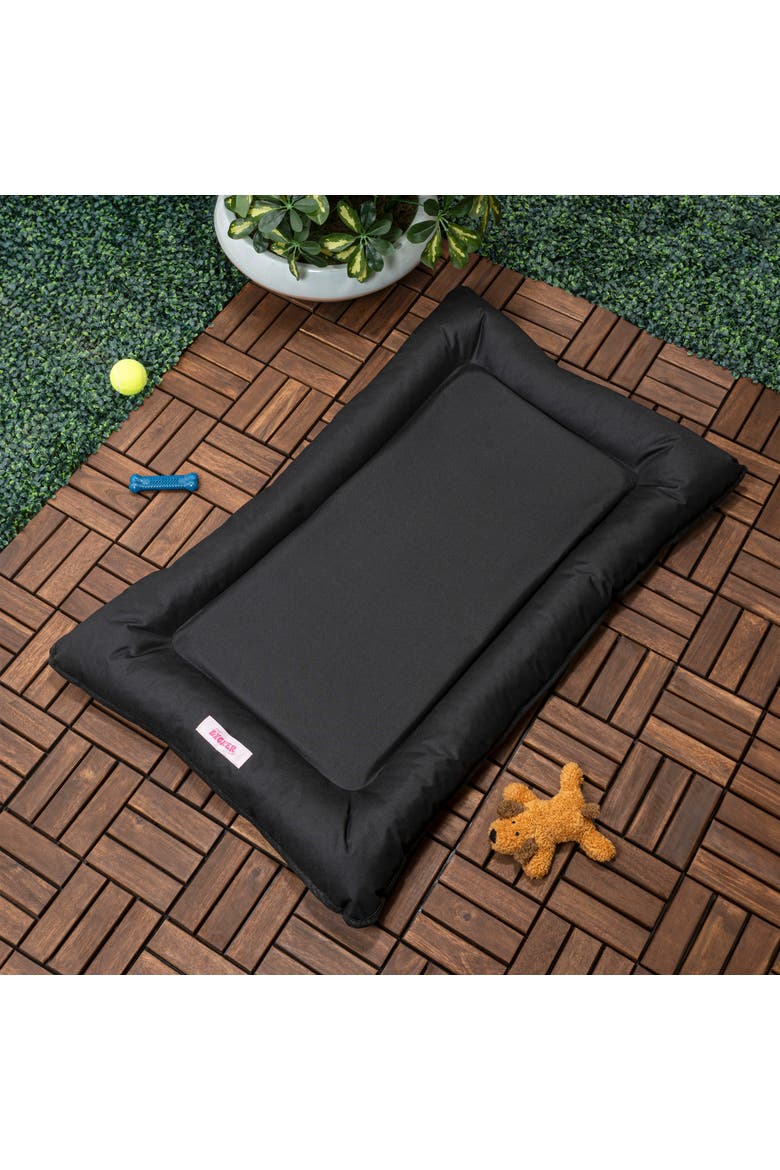Archie Traditional Oxford Waterproof Indoor/Outdoor Hand-Washable Memory Foam Camping Pet Bed, Alternate, color, Black