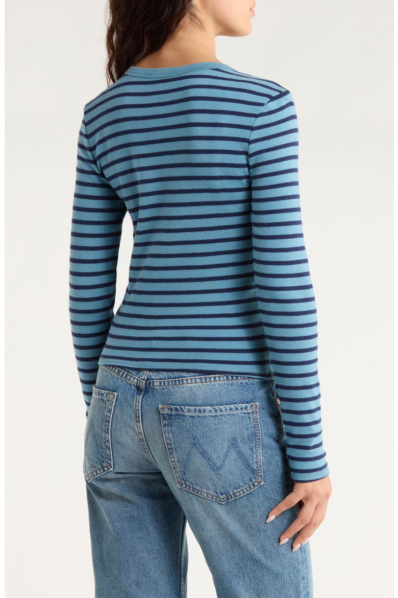 Jamie Stripe Long Sleeve Cotton Top, Alternate, color, BLUE