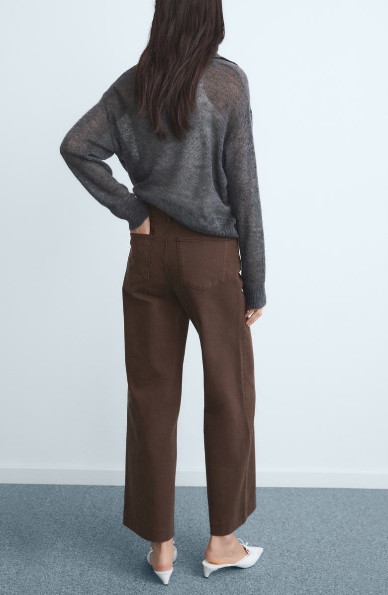 MANGO High Waist Front Seam Wide Leg Jeans, Alternate, color, Chocolate