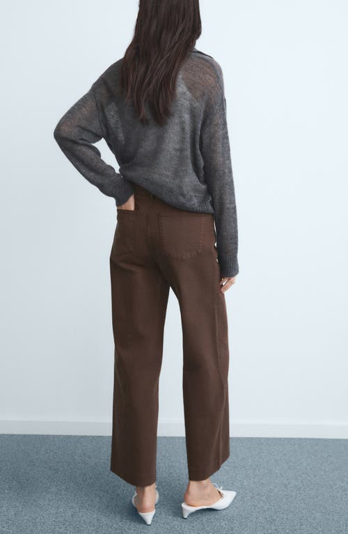 Mango High Waist Front Seam Wide Leg Jeans In Brown