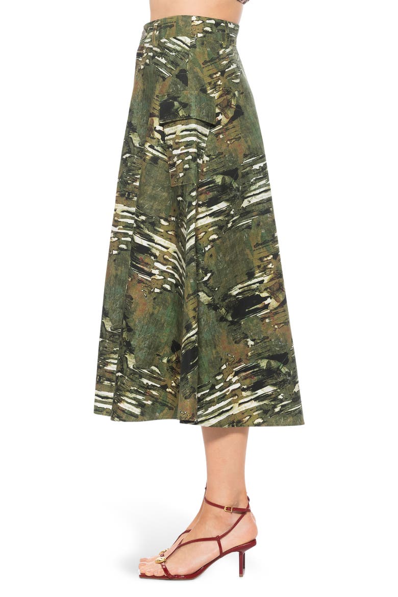 Avery Cargo Midi Skirt, Alternate, color, GREEN ABSTRACT
