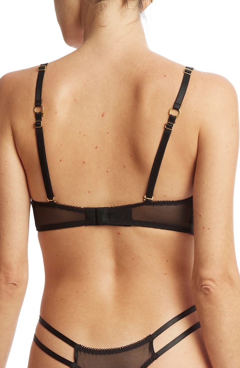 Hanky Panky Strappy Lace & Mesh Underwire Bra, Alternate, color, Black