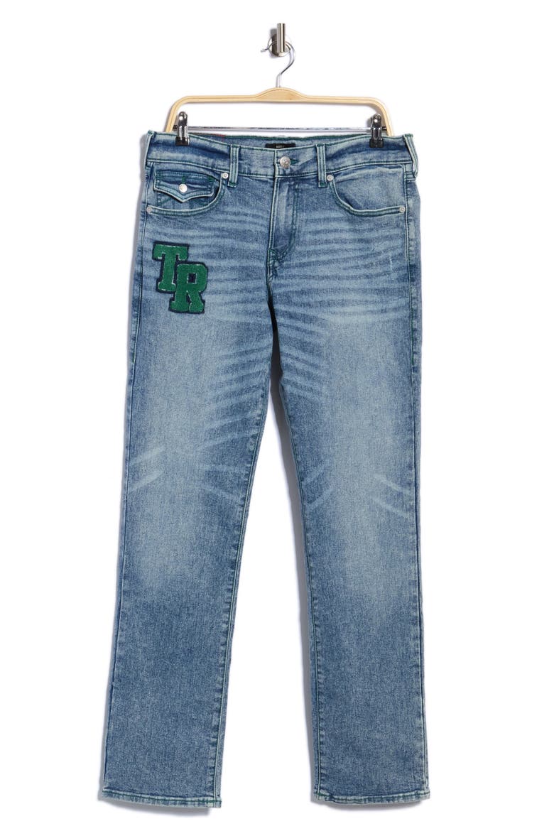 Ricky Patch Straight Leg Jeans, Main, color, LIGHT BUCKING
