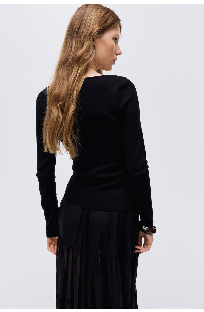 H&M Square-neck Top, Alternate, color, Black