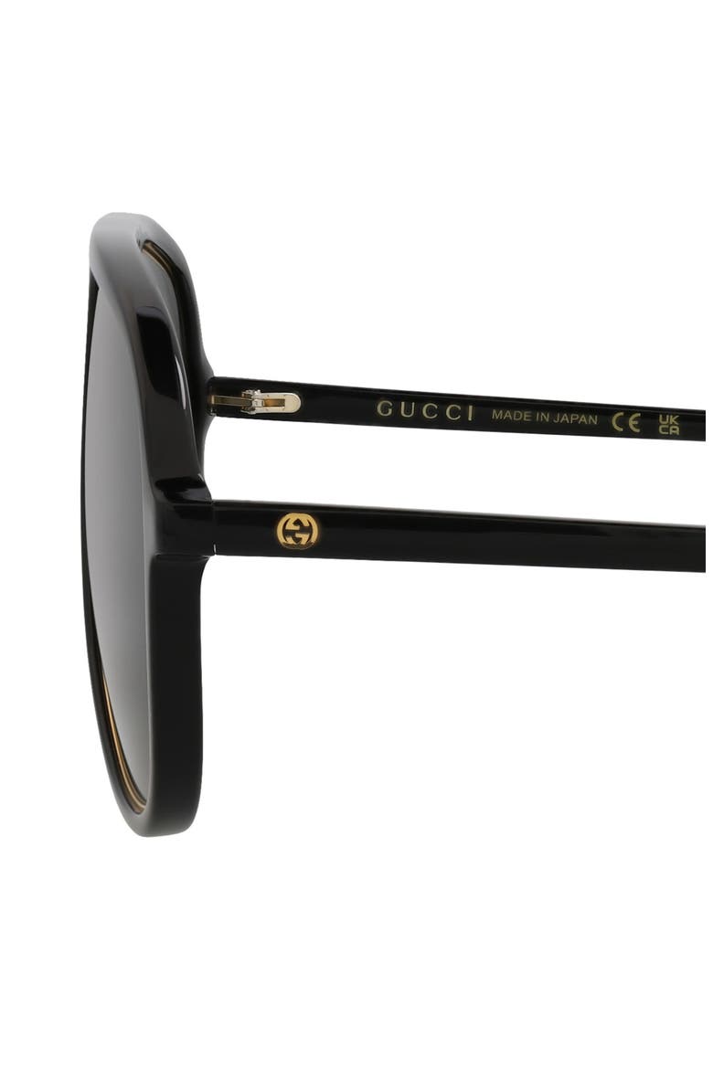 57mm Aviator Sunglasses, Alternate, color, BLACK BLACK GREY