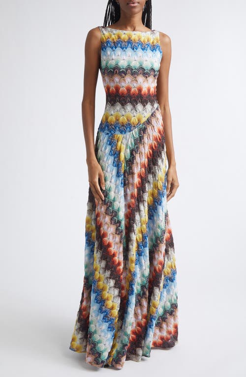 Missoni Metallic Knit Lace Gown in Multicolor On Black Base at Nordstrom, Size 44