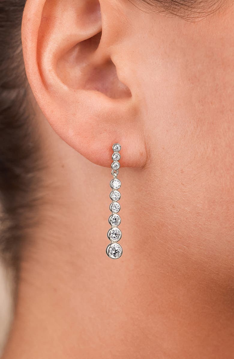 Sterling Forever Ianthe Brillient Cubic Zirconia Drop Earrings, Alternate, color, Silver