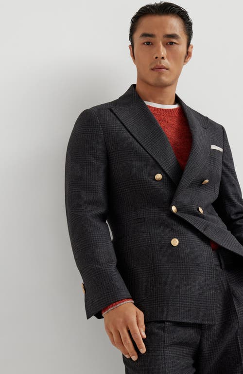 Brunello Cucinelli Prince Of Wales Deconstructed Blazer In Gray