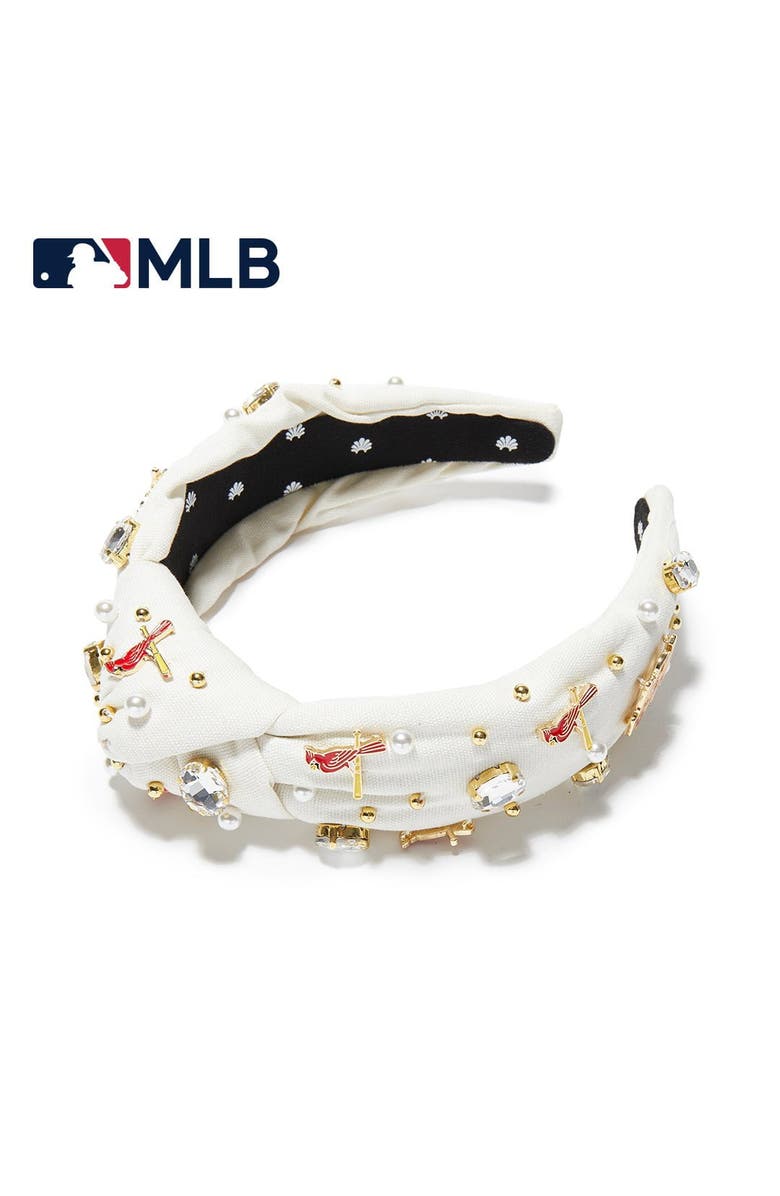 Lele Sadoughi MLB St.Louis Cardinals Embellished Headband, Main, color, Ivory 100