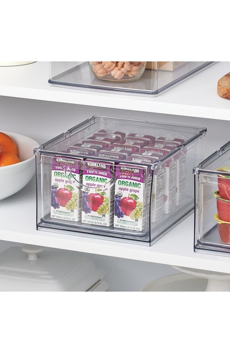 mDesign Stackable Storage Drawer for Pantry, Set of 2, Clear, Made in USA, Alternate, color, Clear