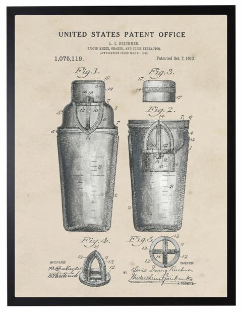 Shaker Patent in Black Frame