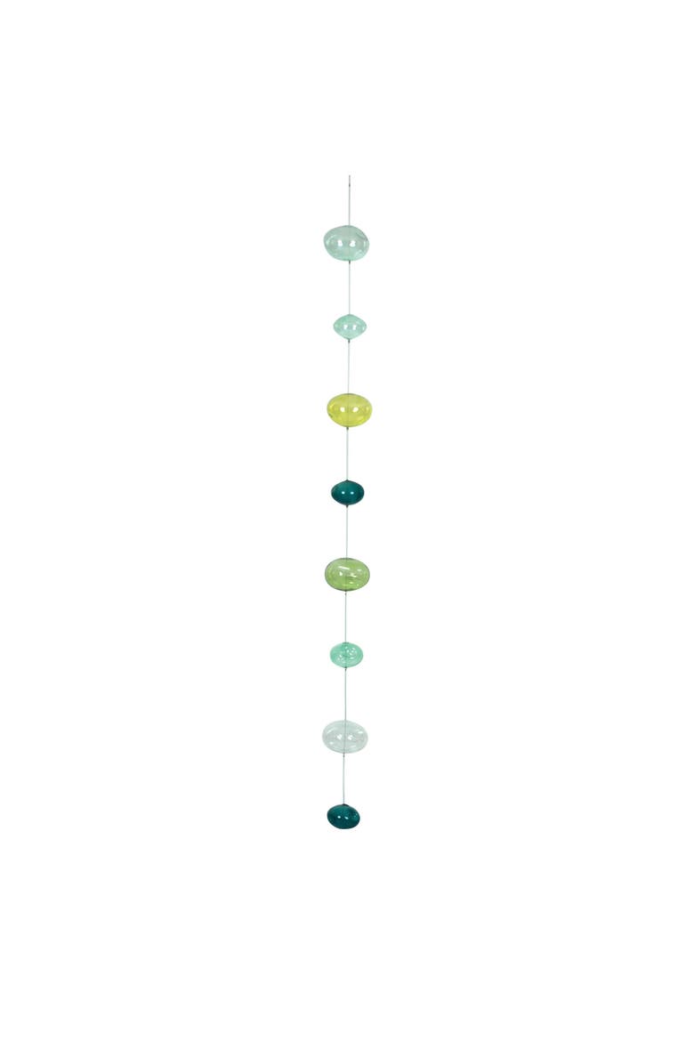 Hand Blown Bubble Glass Garland with Blues & Greens, Main, color, Blue