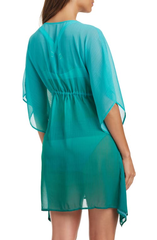 Bleu Rod Beattie Rod Beattie Beath The Heat Chiffon Cover-up Caftan In Dark Teal