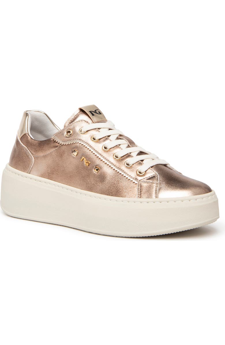NeroGiardini Metallic Platform Sneaker, Main, color, Gold
