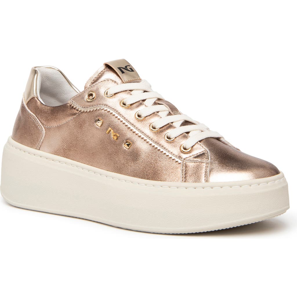 NeroGiardini Metallic Platform Sneaker in Gold