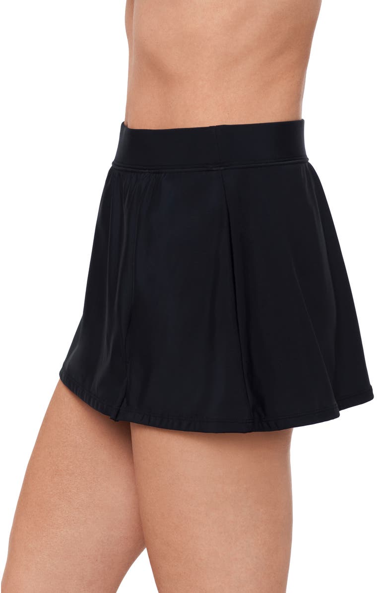 Aqua Green Full Coverage Skirted Swimsuit Bottom with Side Slit, Alternate, color, Black