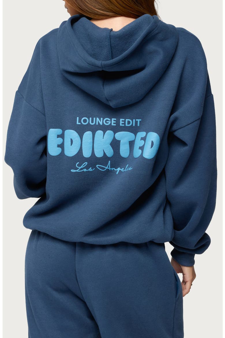 Lounge Edit Fleece Logo Graphic Hoodie, Alternate, color, NAVY