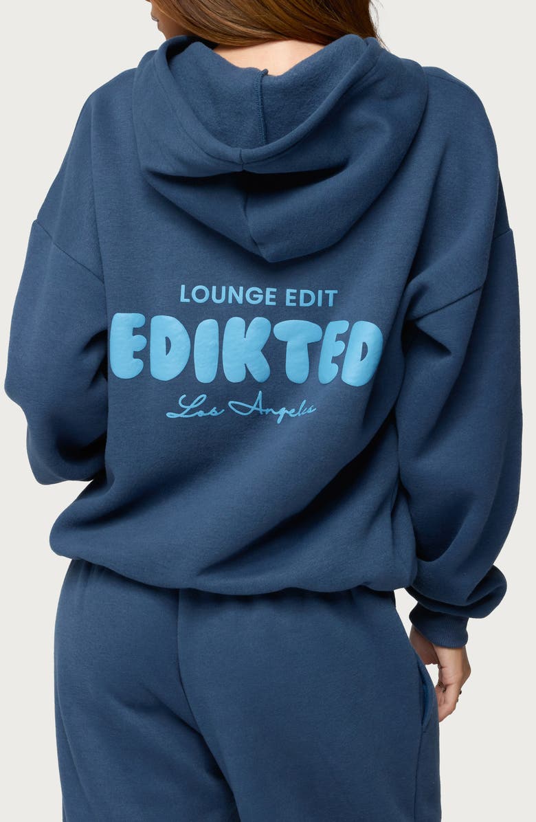 EDIKTED Lounge Edit Fleece Logo Graphic Hoodie, Alternate, color, 