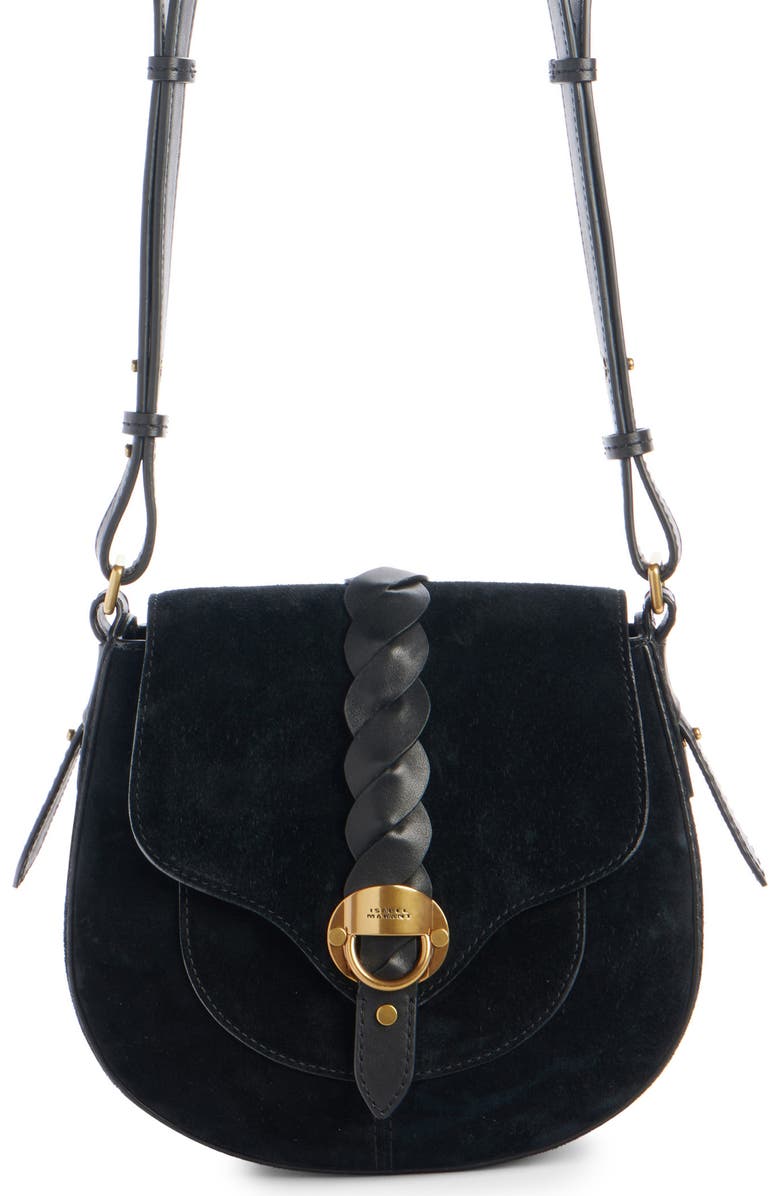 Isabel Marant Small Altay Suede Shoulder Bag, Main, color, Black