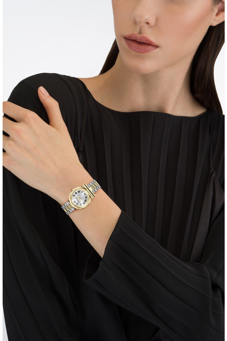 Gancini Twisted Two-Tone Bracelet Watch, 28mm, Alternate, color, TWO TONE