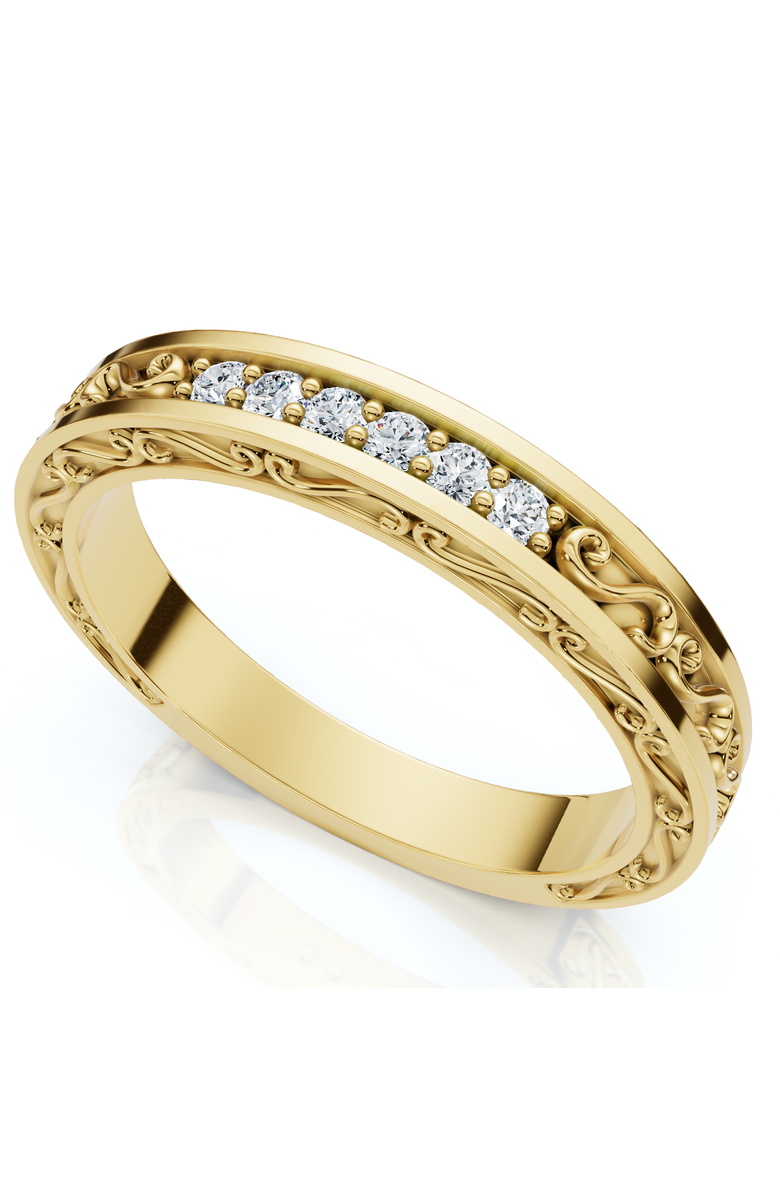 Bliss Diamond Stackable Diamond Wedding Ring Scroll Pattern Band 14k Gold Lab Grown, Main, color, 14K Yellow Gold