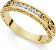Bliss Diamond Stackable Diamond Wedding Ring Scroll Pattern Band 14k Gold Lab Grown