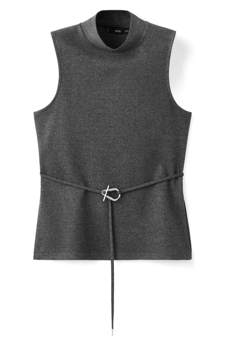 MANGO Belt Sleeveless Top, Alternate, color, Medium Heather Grey