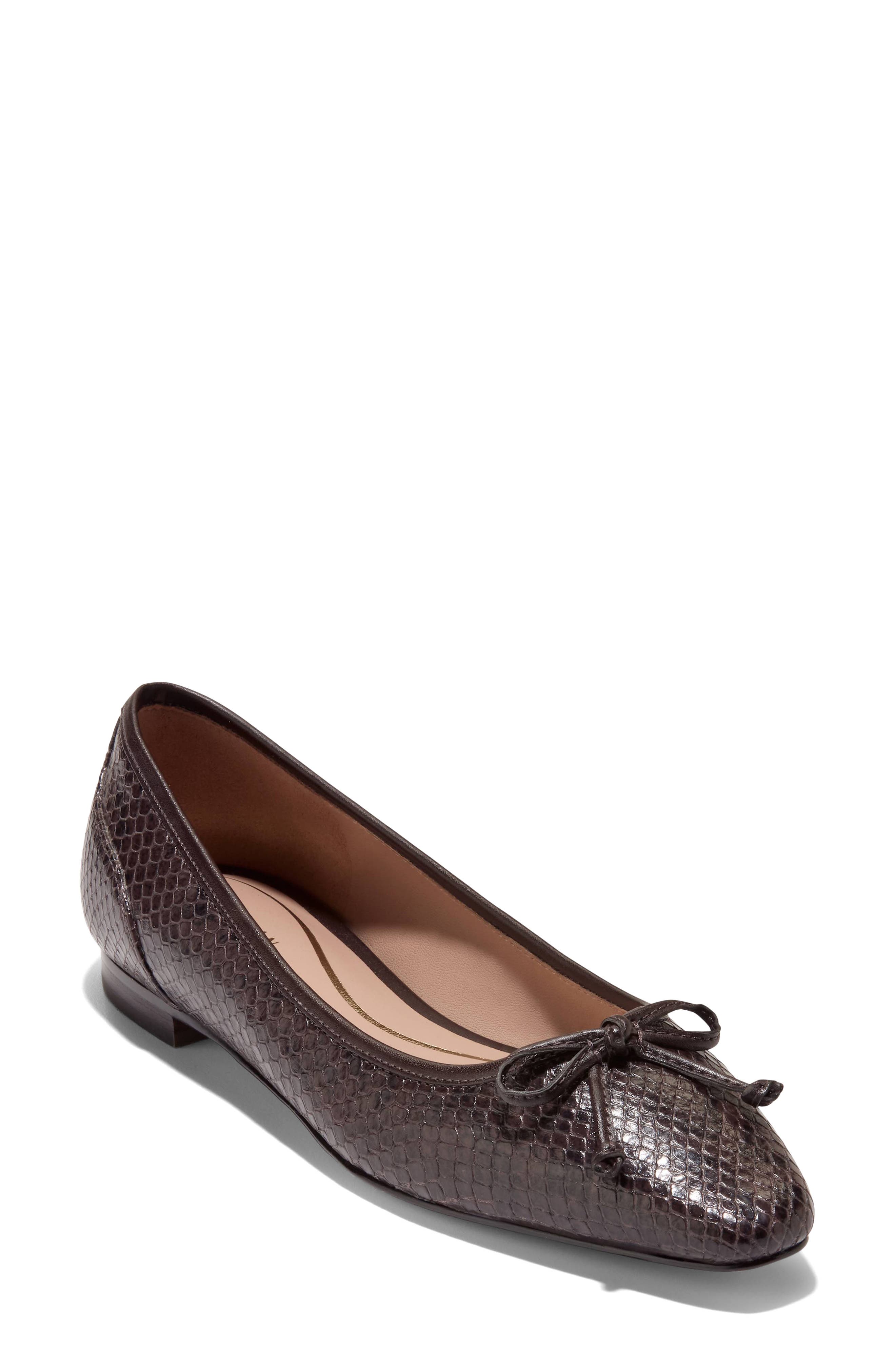 Paget Leather Ballet Flat, Main, color, DARK CHOCOLATE SNAKE PRINT