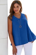 Jessica London Stretch Cotton V-Neck Trapeze Tank