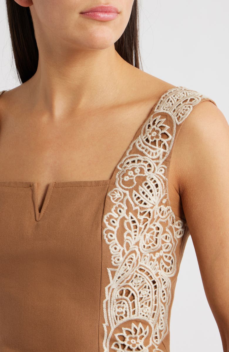 CIEBON Inah Embroidered Tank, Alternate, color, Brown/ Cream