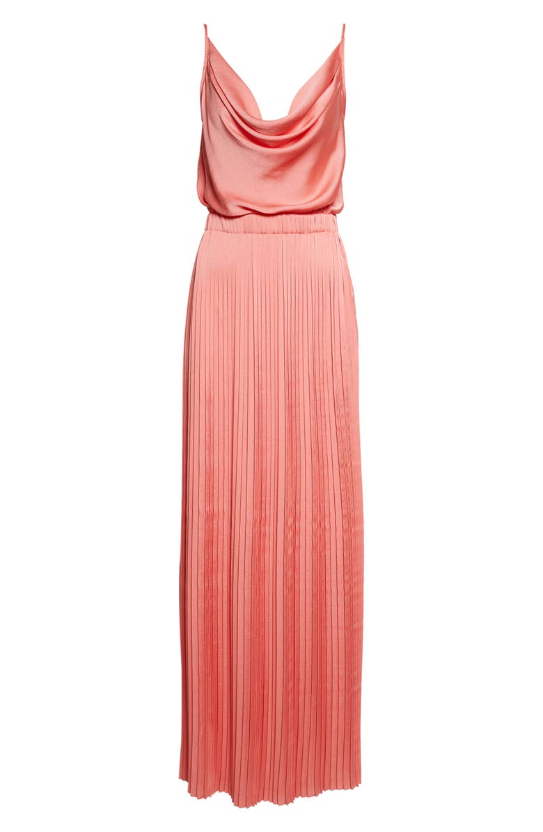 Ramy Brook Adalyn Cowl Neck Pleated Maxi Dress, Alternate, color, Coral