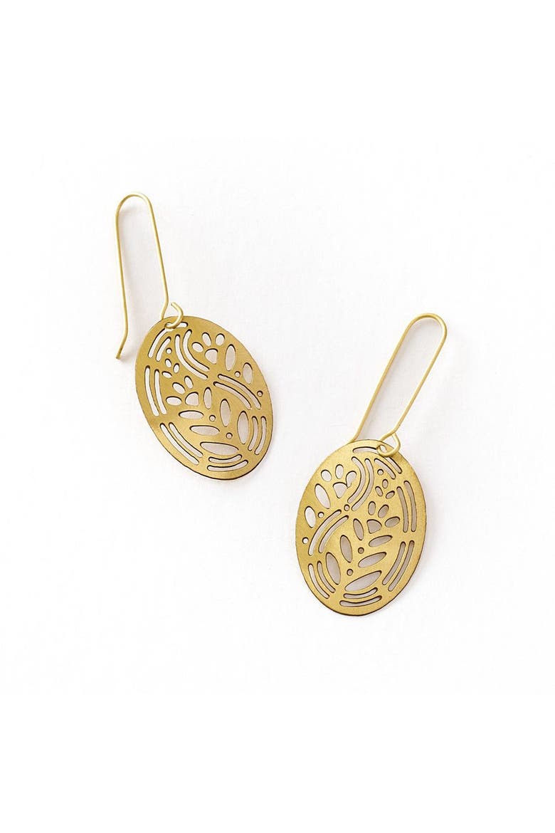 Adhya Cutout Oval Drop Hook Earrings, Main, color, Bronze