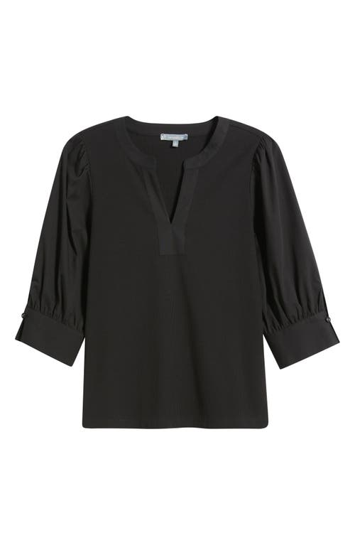 Wit & Wisdom Mixed Media Puff Sleeve Top