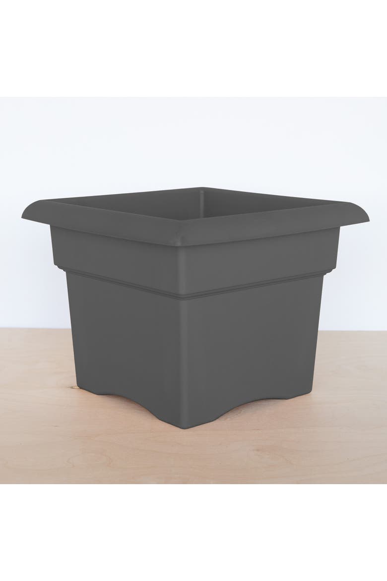 Veranda Square Deck Box Planter 18",Charcoal, Matte Finish, 9 Gal Capacity, Alternate, color, Gray