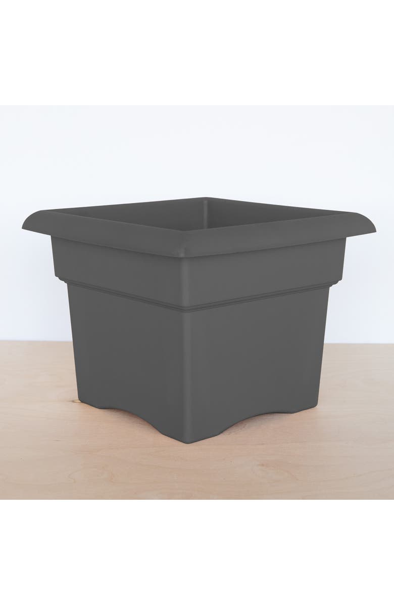 Bloem Veranda Square Deck Box Planter 18",Charcoal, Matte Finish, 9 Gal Capacity, Alternate, color, Gray