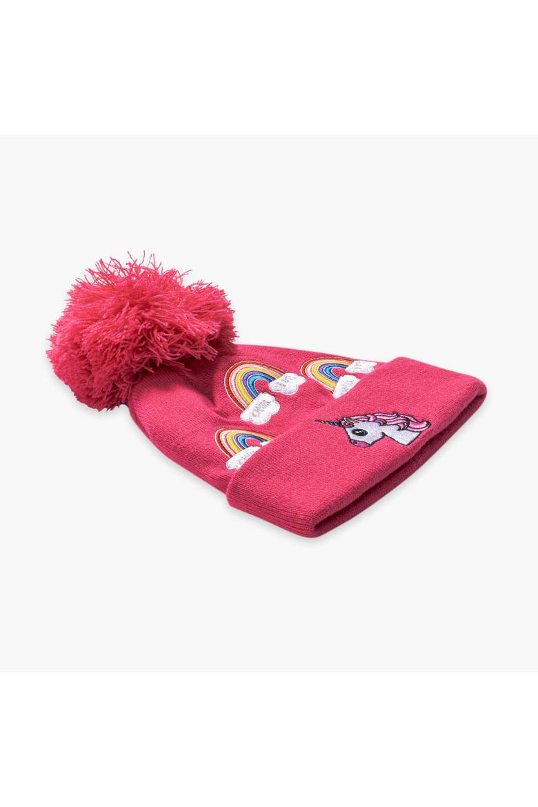 Kids Unicorn Pom Winter Hat, Alternate, color, Pink