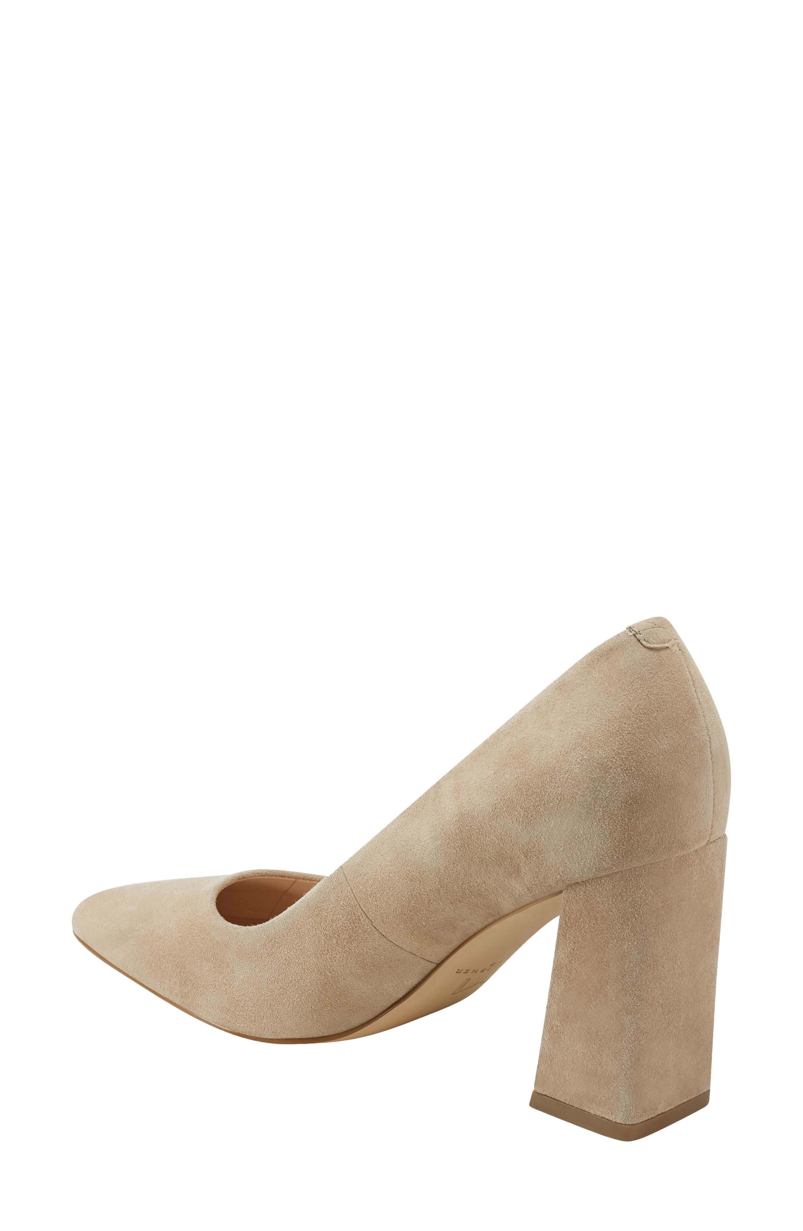 Marc Fisher LTD Yalina Pointed Toe Block Heel Pump, Alternate, color, Light Natural Suede