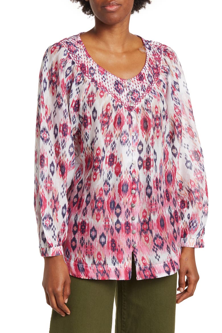 Penelope Voile Print Blouse, Main, color, IKAT DREAM