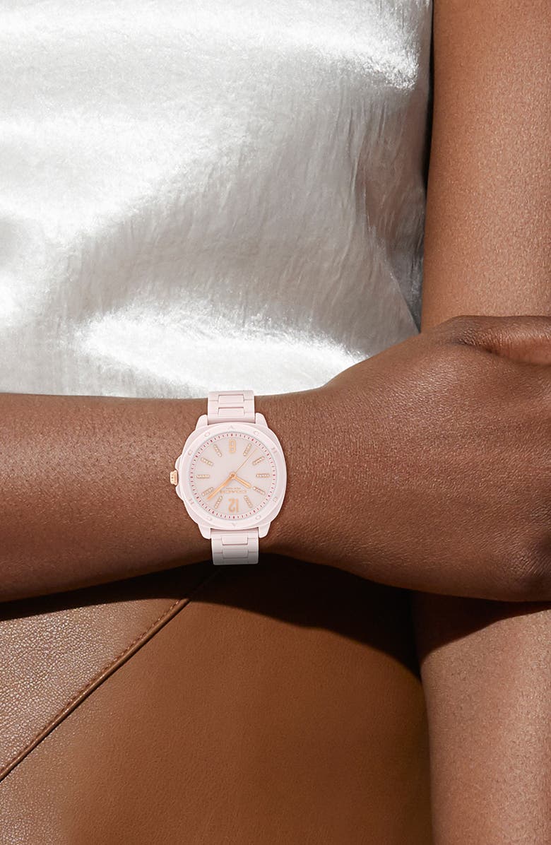 COACH Kitt Ceramic Bracelet Watch, 38mm, Alternate, color, Blush