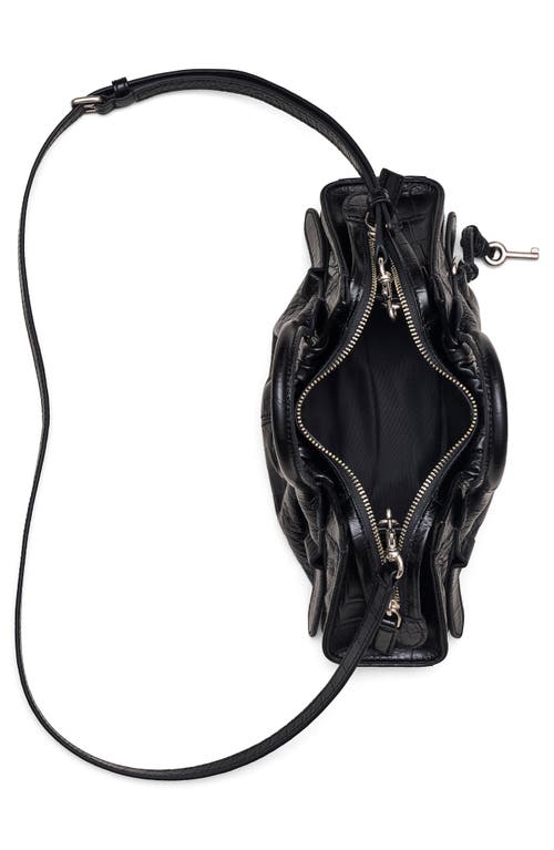 Marc Jacobs The Croc Embossed Cristina Small Satchel In Black