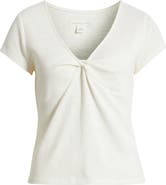 Treasure & Bond Twist Front V-Neck Knit Top