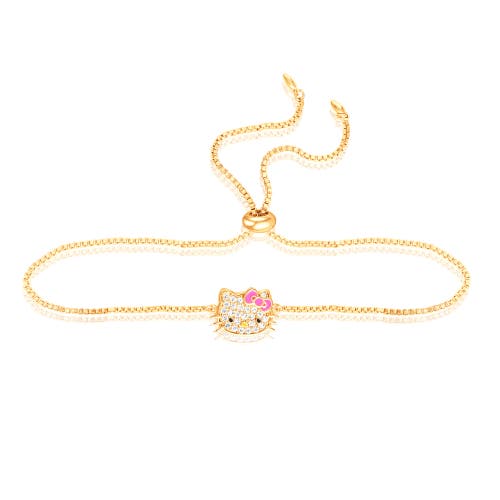 Hello Kitty Authentic Pave Face Lariat Bracelet In Gold