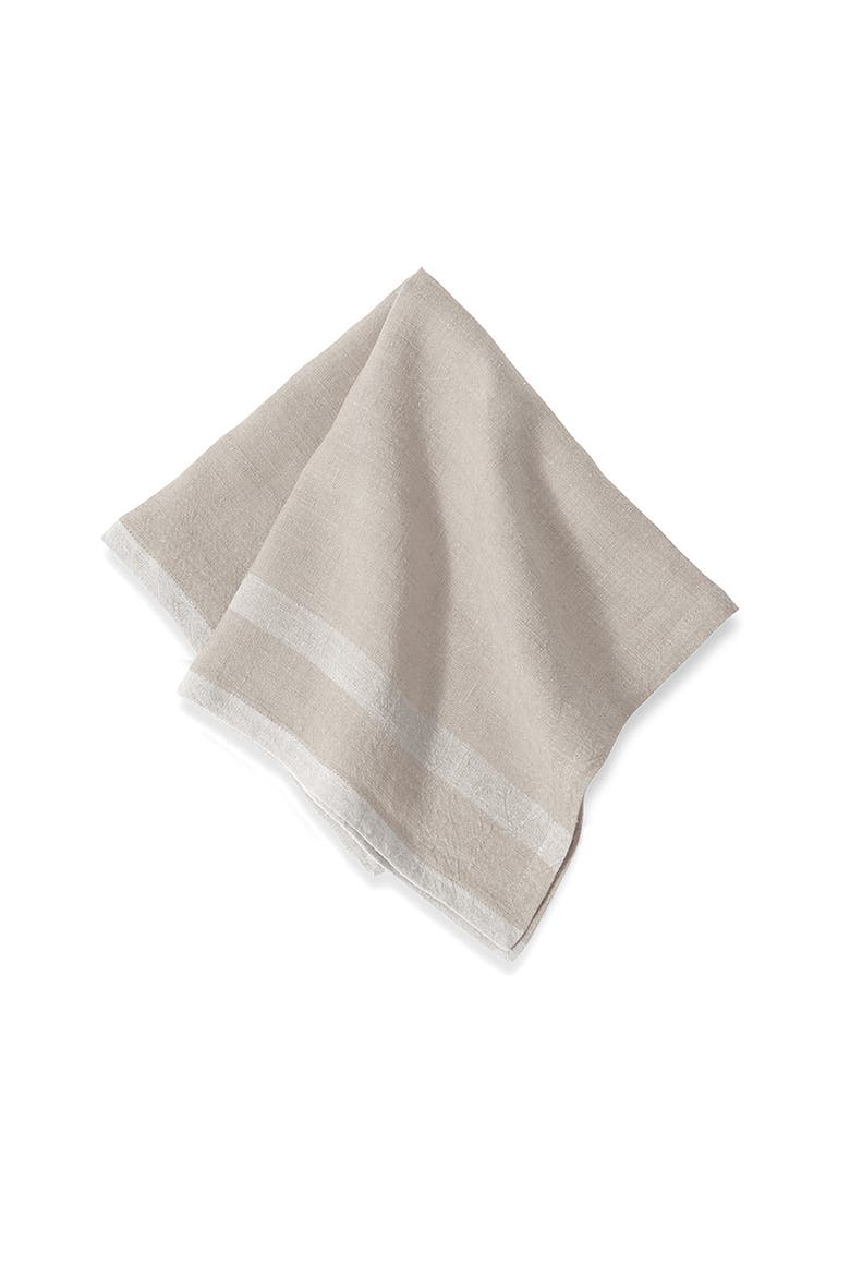 Laundered Linen Napkins - Set of 4, Alternate, color, Natural/White 20" x 20"