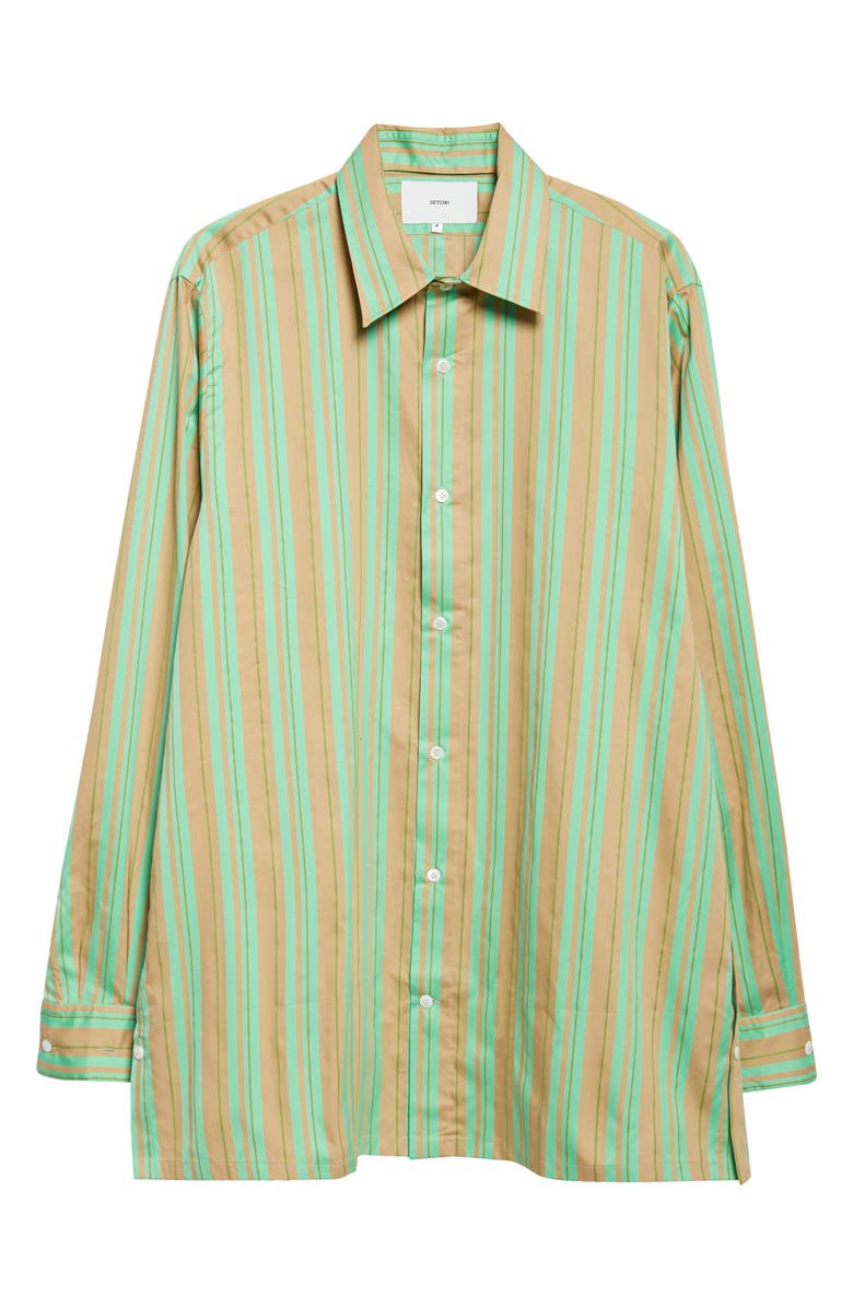 SETCHU Safari Stripe Oversize Cotton & Silk Button-Up Shirt, Main, color, Safari Stripe