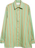 SETCHU Safari Stripe Oversize Cotton & Silk Button-Up Shirt